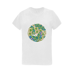 Multicolored Butterflies & Flowers Medallion 1 - White Women's T-Shirt in USA Size (Two Sides Printing)