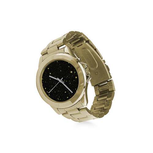 Christmas gold stars night sky Custom Gilt Watch(Model 101)