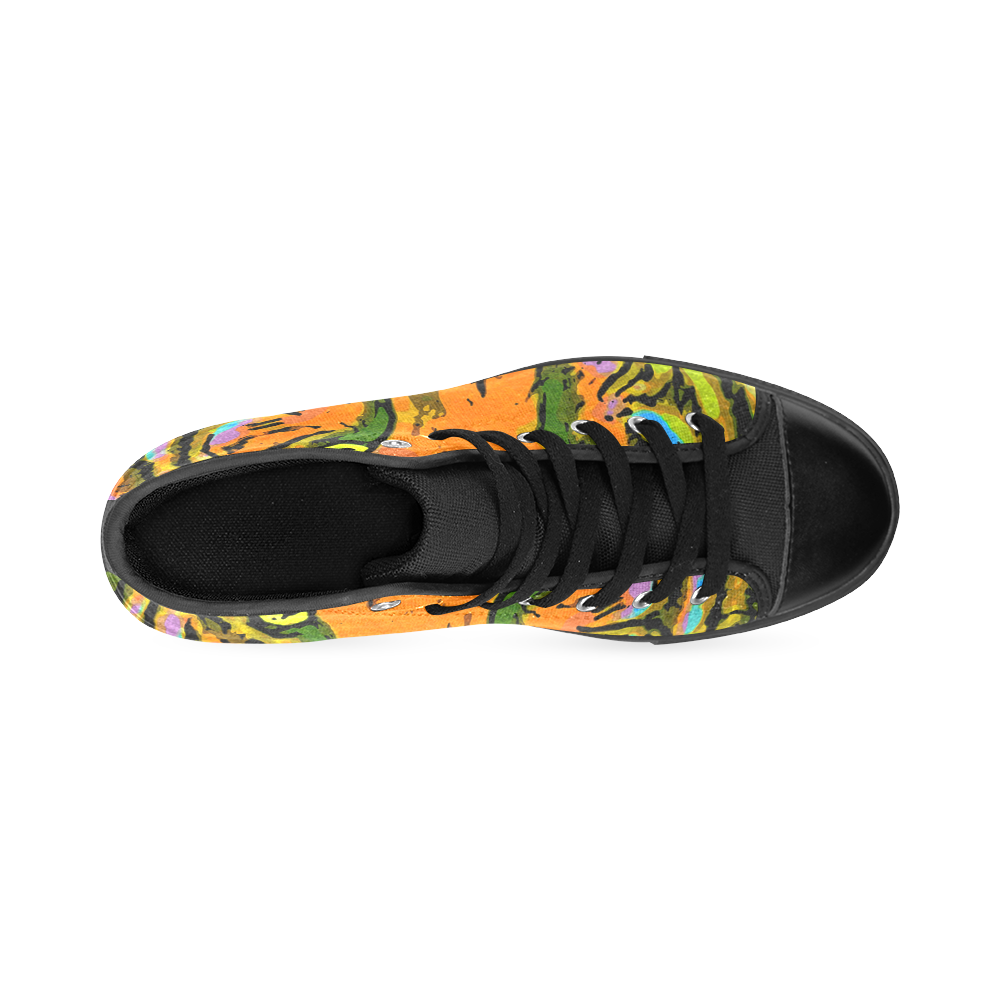 Pop Art TIGER HEAD orange green blue Men’s Classic High Top Canvas Shoes /Large Size (Model 017)