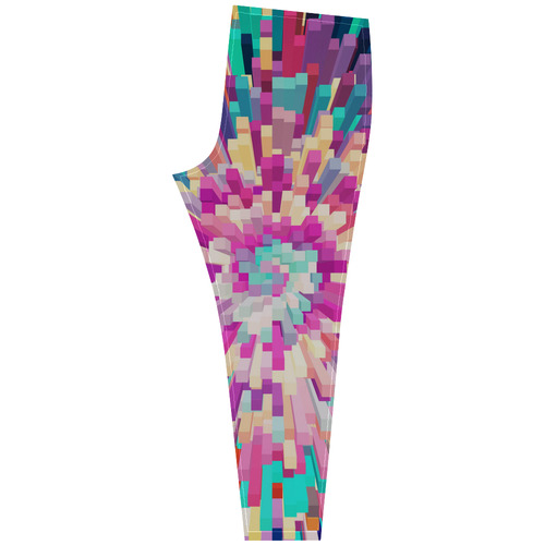 Colorful Exploding Blocks Cassandra Women's Leggings (Model L01)