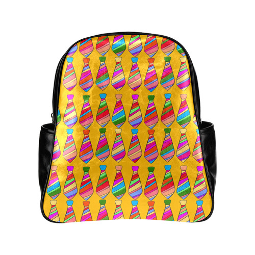 Popart Tie by Popart Lover Multi-Pockets Backpack (Model 1636)