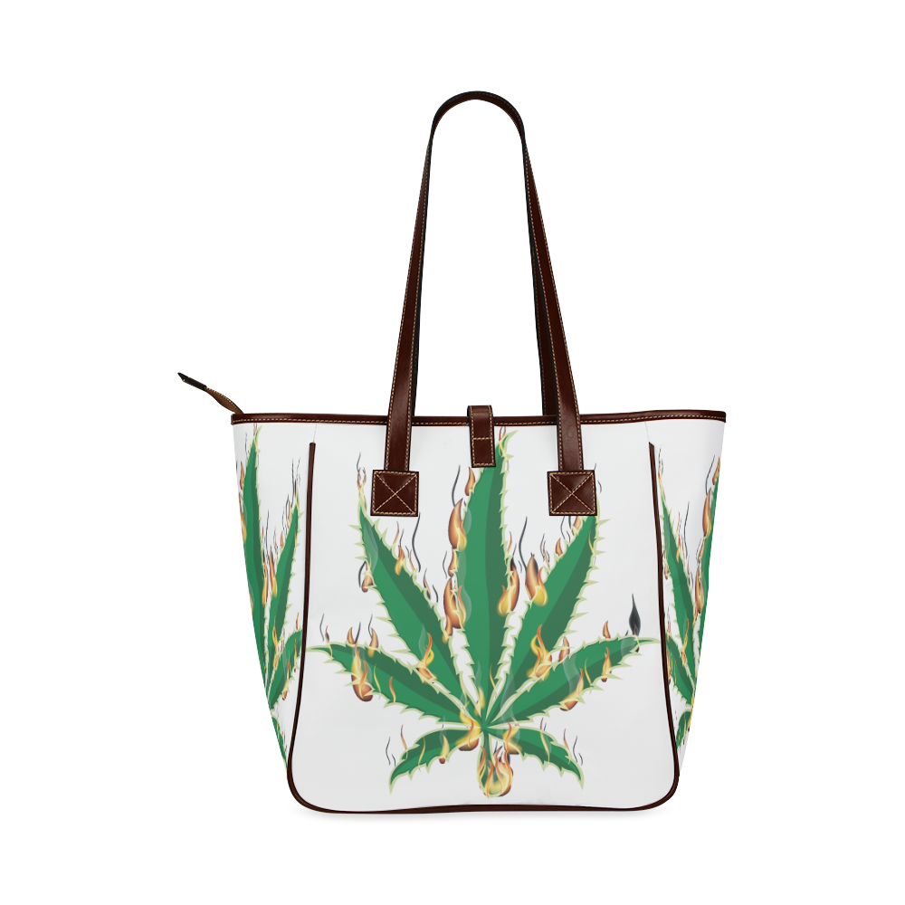 Flaming Marijuana Leaf Classic Tote Bag (Model 1644)