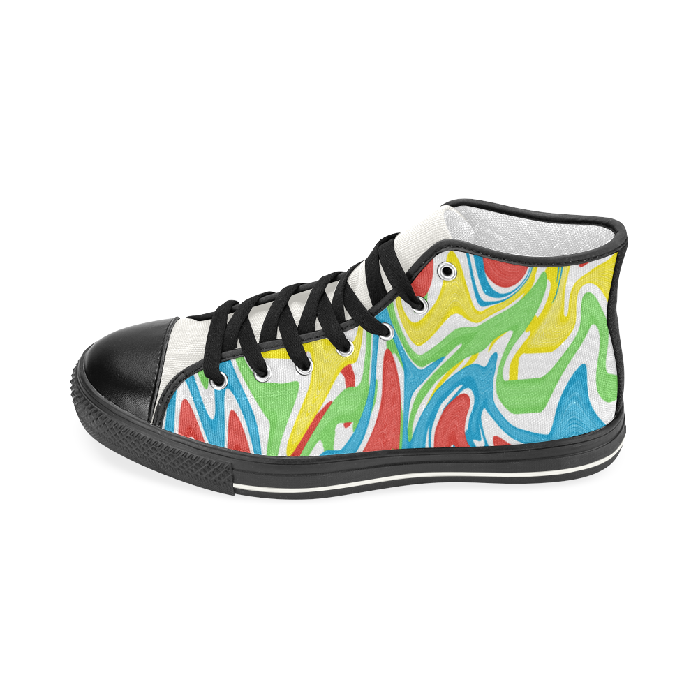 Swirled Rainbow Women's Classic High Top Canvas Shoes (Model 017)
