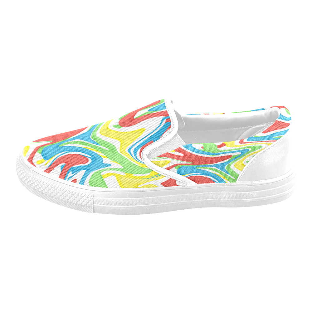 Swirled Rainbow Men's Slip-on Canvas Shoes (Model 019)