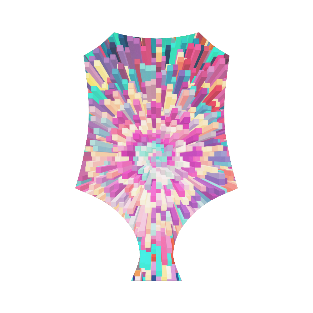 Colorful Exploding Blocks Strap Swimsuit ( Model S05)