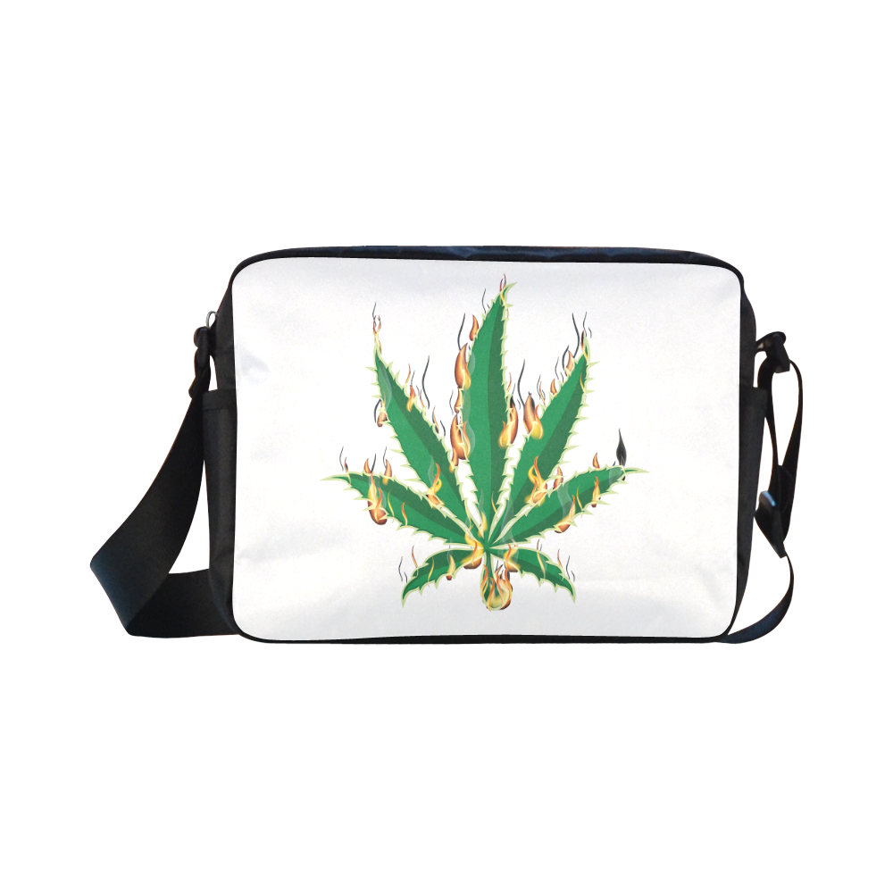 Flaming Marijuana Leaf Classic Cross-body Nylon Bags (Model 1632)