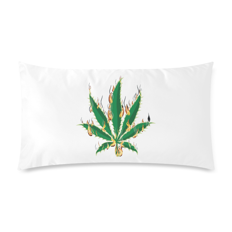 Flaming Marijuana Leaf Rectangle Pillow Case 20"x36"(Twin Sides)