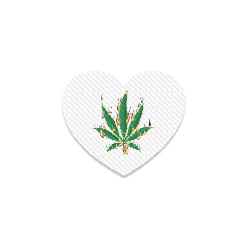 Flaming Marijuana Leaf Heart Coaster