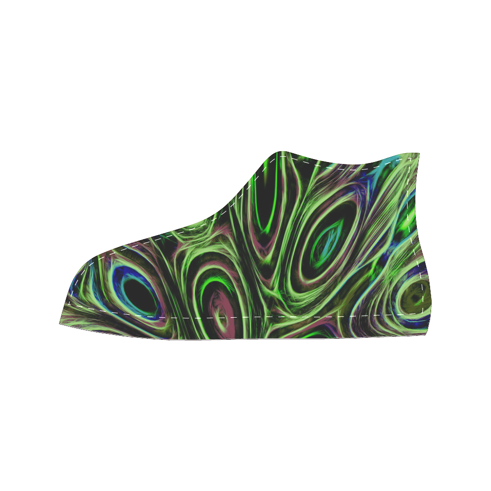 Peacock Strut III - Jera Nour Men’s Classic High Top Canvas Shoes (Model 017)