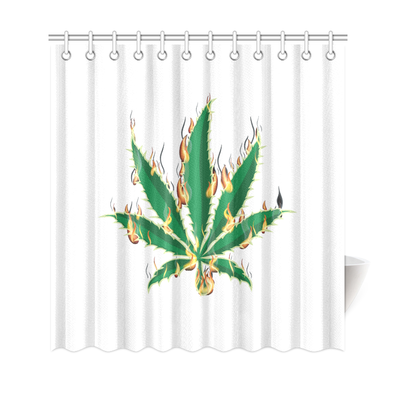 Flaming Marijuana Leaf Shower Curtain 69"x72"