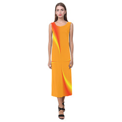 Quilts Orange Flower Phaedra Sleeveless Open Fork Long Dress (Model D08)