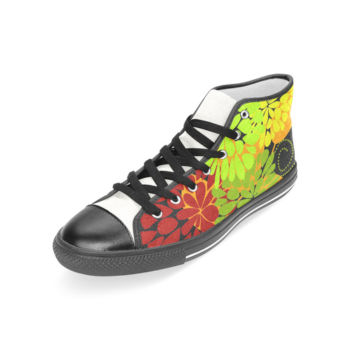 Autumn Harvest Cool Modern Floral Abstract Art Women's Classic High Top Canvas Shoes (Model 017)