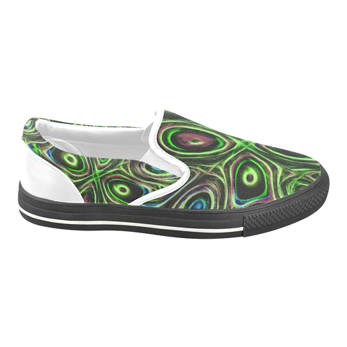 Peacock Strut III - Jera Nour Women's Unusual Slip-on Canvas Shoes (Model 019)