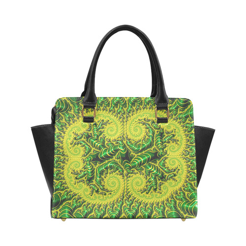 Green Gold Infinity Fractal Art Classic Shoulder Handbag (Model 1653)