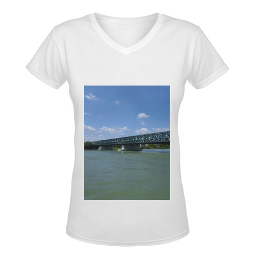 Austria-waterways on the Danube Women's Deep V-neck T-shirt (Model T19)