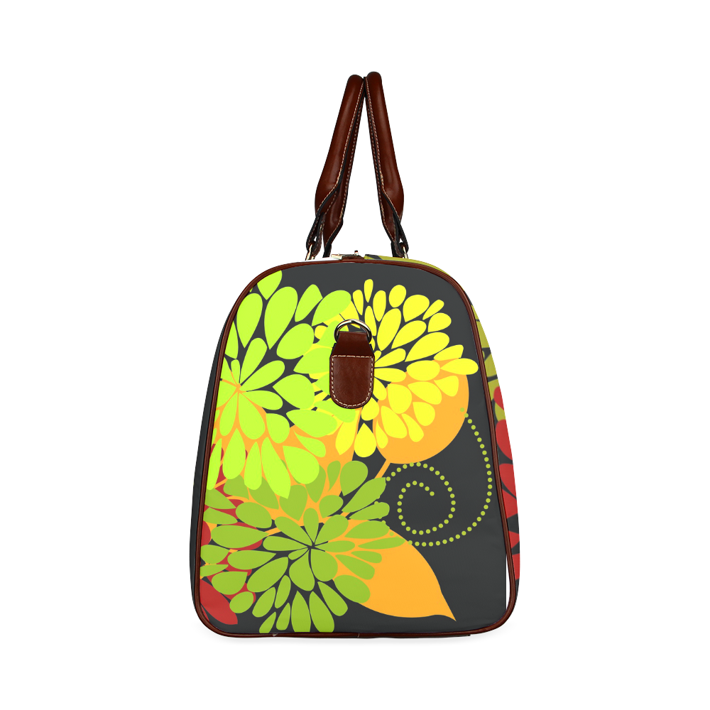 Autumn Harvest Cool Modern Floral Abstract Art Waterproof Travel Bag/Large (Model 1639)