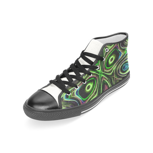 Peacock Strut III - Jera Nour Women's Classic High Top Canvas Shoes (Model 017)