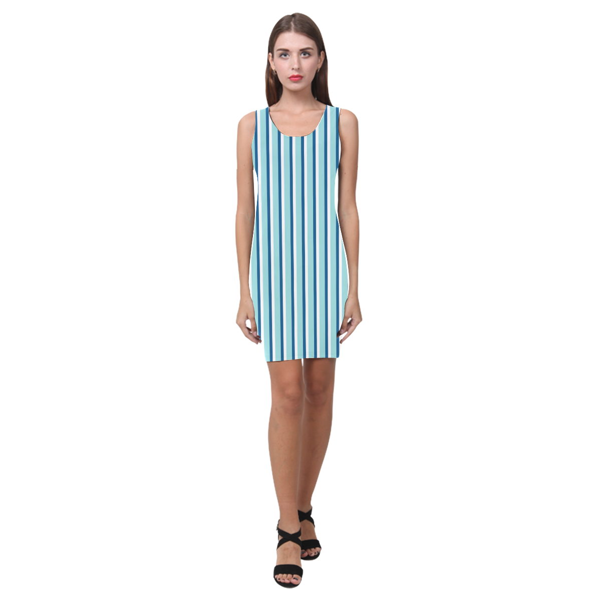 Blue Stripes Medea Vest Dress (Model D06)
