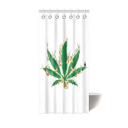 Flaming Marijuana Leaf Shower Curtain 36"x72"