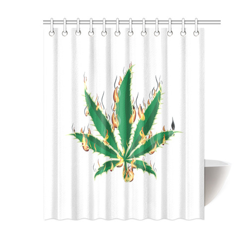 Flaming Marijuana Leaf Shower Curtain 60"x72"