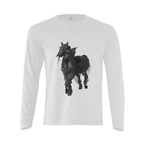 A dark horse in a knight armor Sunny Men's T-shirt (long-sleeve) (Model T08)