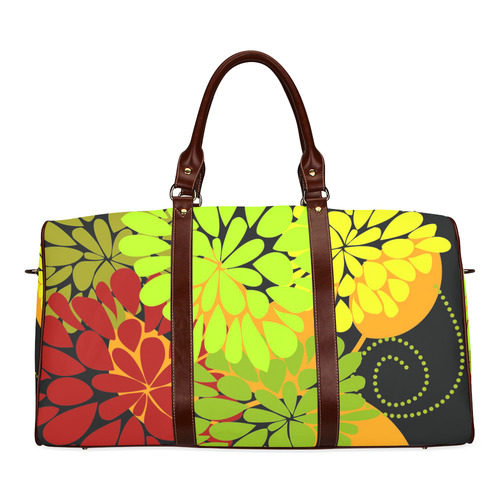Autumn Harvest Cool Modern Floral Abstract Art Waterproof Travel Bag/Large (Model 1639)
