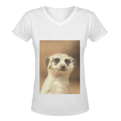 cute meerkat Women's Deep V-neck T-shirt (Model T19)