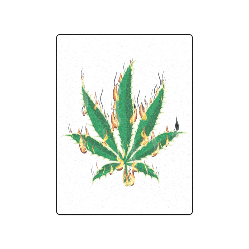Flaming Marijuana Leaf Blanket 50"x60"