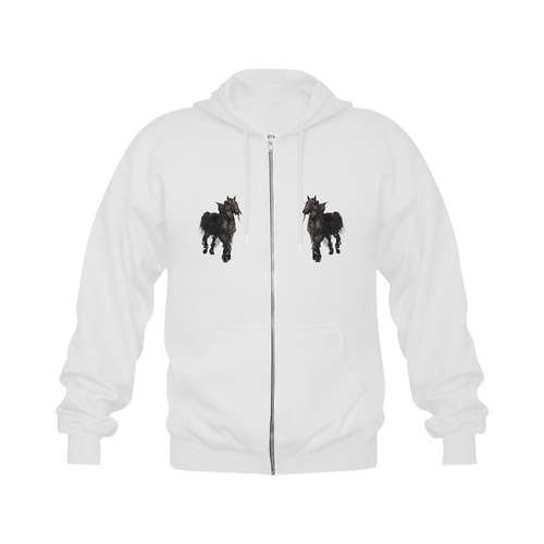 A dark horse in a knight armor Gildan Full Zip Hooded Sweatshirt (Model H02)