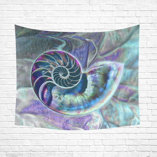 Wonderful Iridescent SHELL SNAIL Cotton Linen Wall Tapestry 60"x 51"