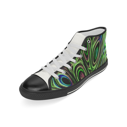 Peacock Strut III - Jera Nour Men’s Classic High Top Canvas Shoes (Model 017)