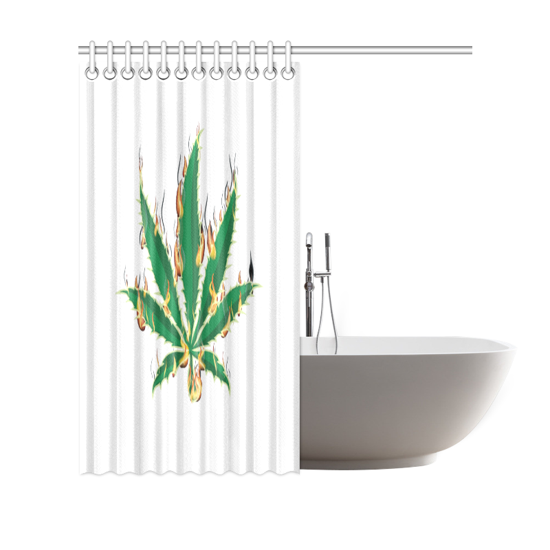 Flaming Marijuana Leaf Shower Curtain 69"x70"
