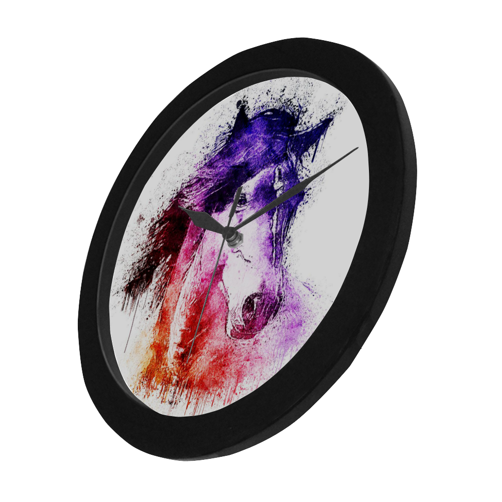 watercolor horse Circular Plastic Wall clock