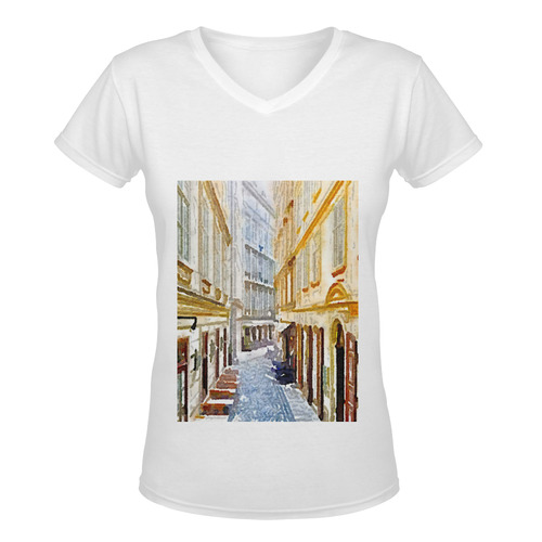Austria-watercolors, vienna Women's Deep V-neck T-shirt (Model T19)