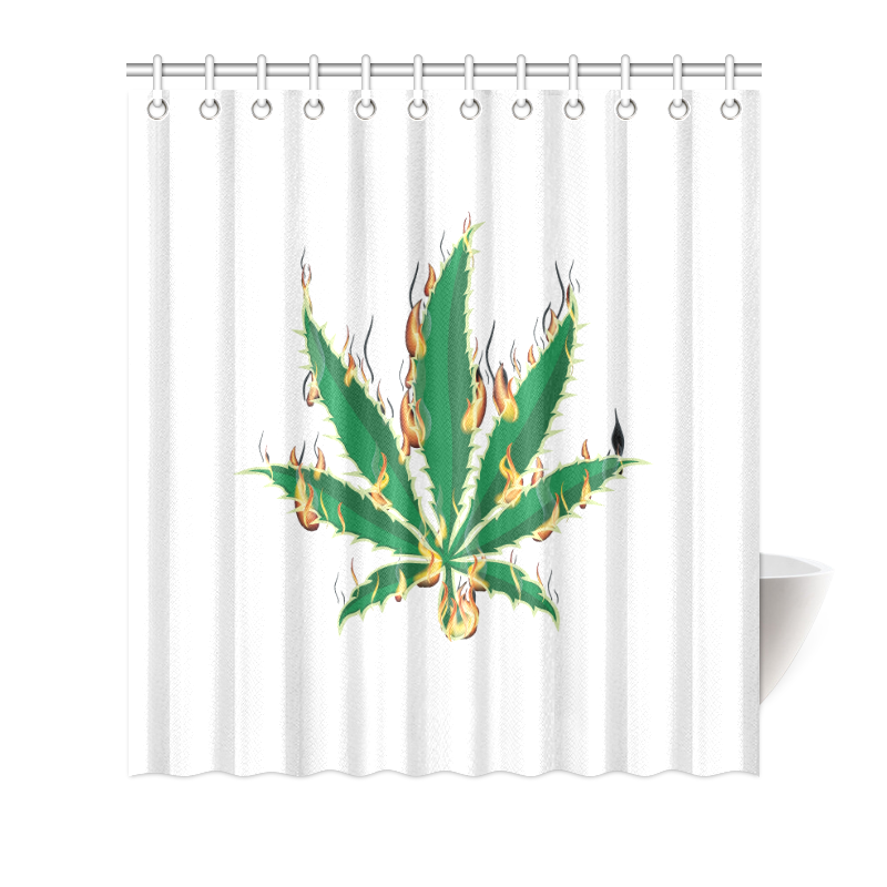 Flaming Marijuana Leaf Shower Curtain 66"x72"