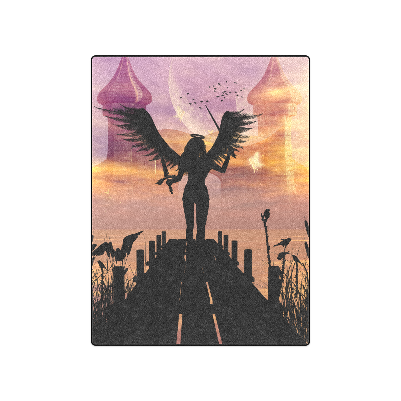 Angel on a jetty in the sunset Blanket 50"x60" ID D794891