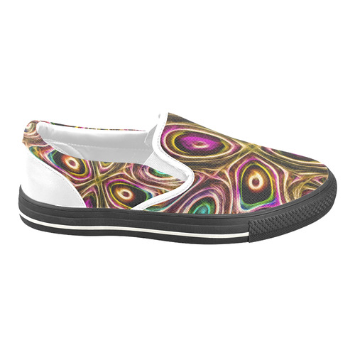 Peacock Strut II - Jera Nour Women's Unusual Slip-on Canvas Shoes (Model 019)