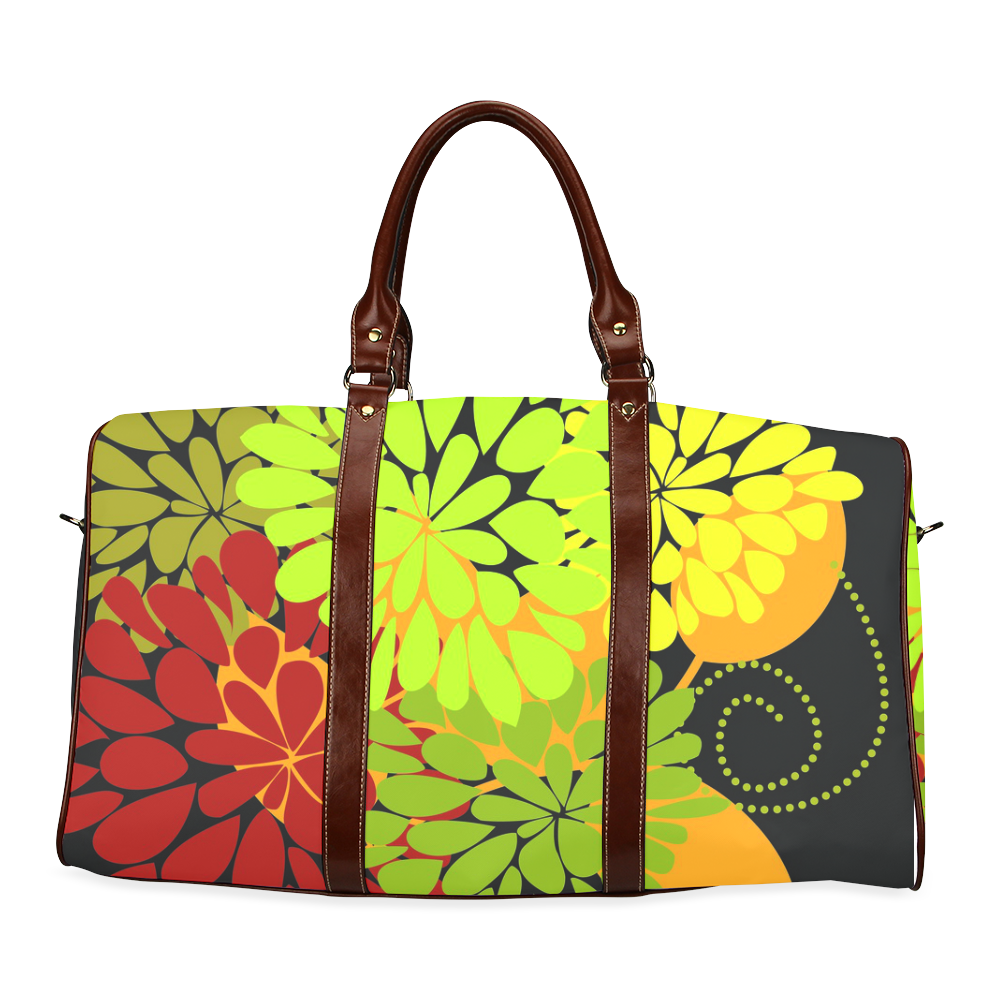 Autumn Harvest Cool Modern Floral Abstract Art Waterproof Travel Bag/Large (Model 1639)