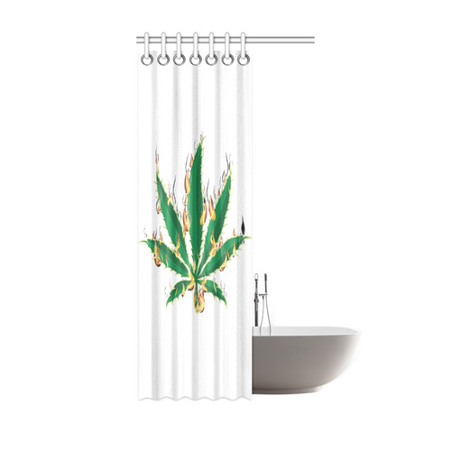 Flaming Marijuana Leaf Shower Curtain 36"x72"