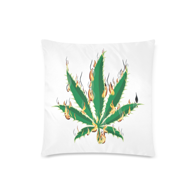 Flaming Marijuana Leaf Custom Zippered Pillow Case 18"x18"(Twin Sides)