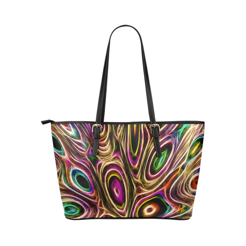 Peacock Strut II - Jera Nour Leather Tote Bag/Small (Model 1651)