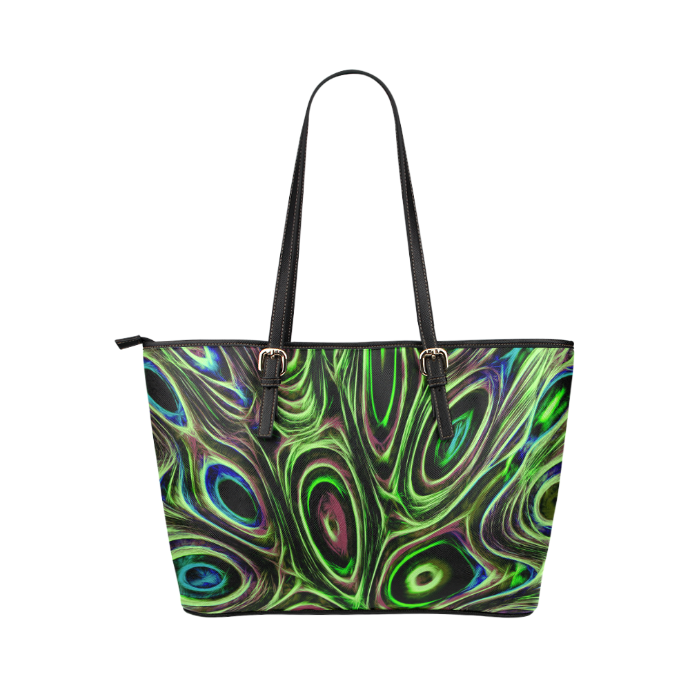 Peacock Strut III - Jera Nour Leather Tote Bag/Large (Model 1651)