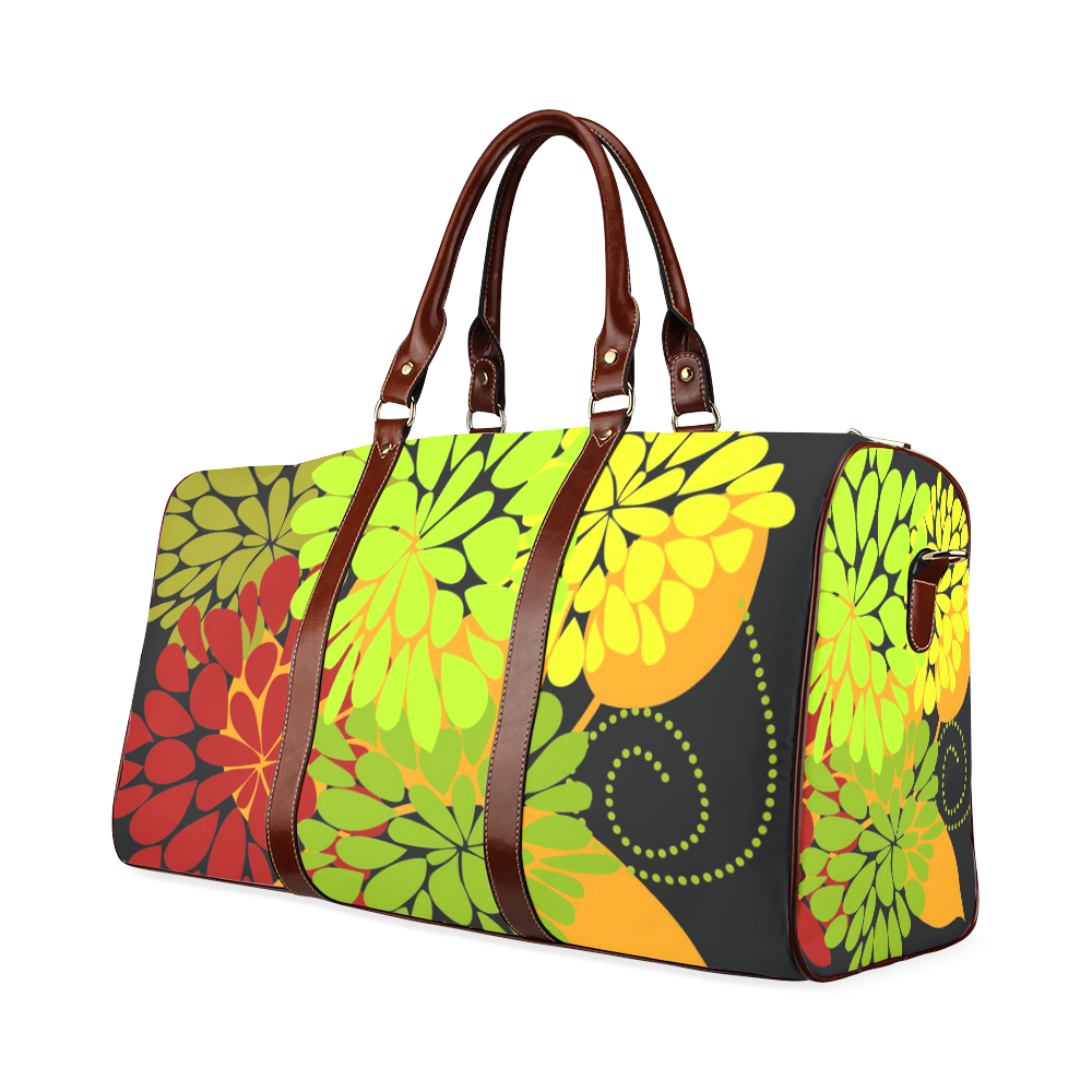 Autumn Harvest Cool Modern Floral Abstract Art Waterproof Travel Bag/Small (Model 1639)