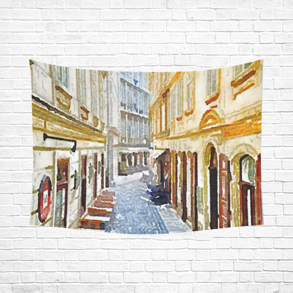 Austria-watercolors, vienna Cotton Linen Wall Tapestry 80"x 60"