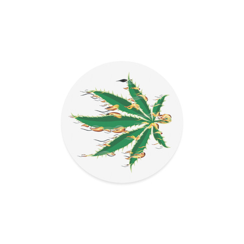 Flaming Marijuana Leaf Round Coaster