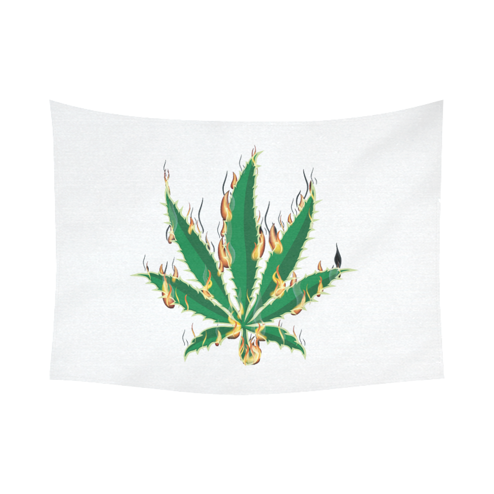 Flaming Marijuana Leaf Cotton Linen Wall Tapestry 80"x 60"