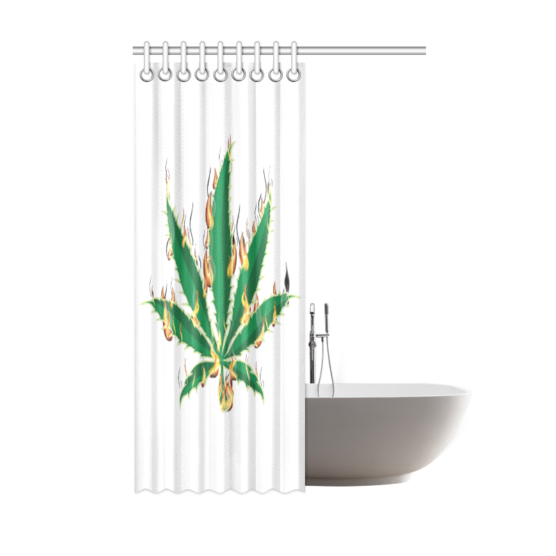 Flaming Marijuana Leaf Shower Curtain 48"x72"