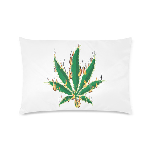 Flaming Marijuana Leaf Custom Zippered Pillow Case 16"x24"(Twin Sides)