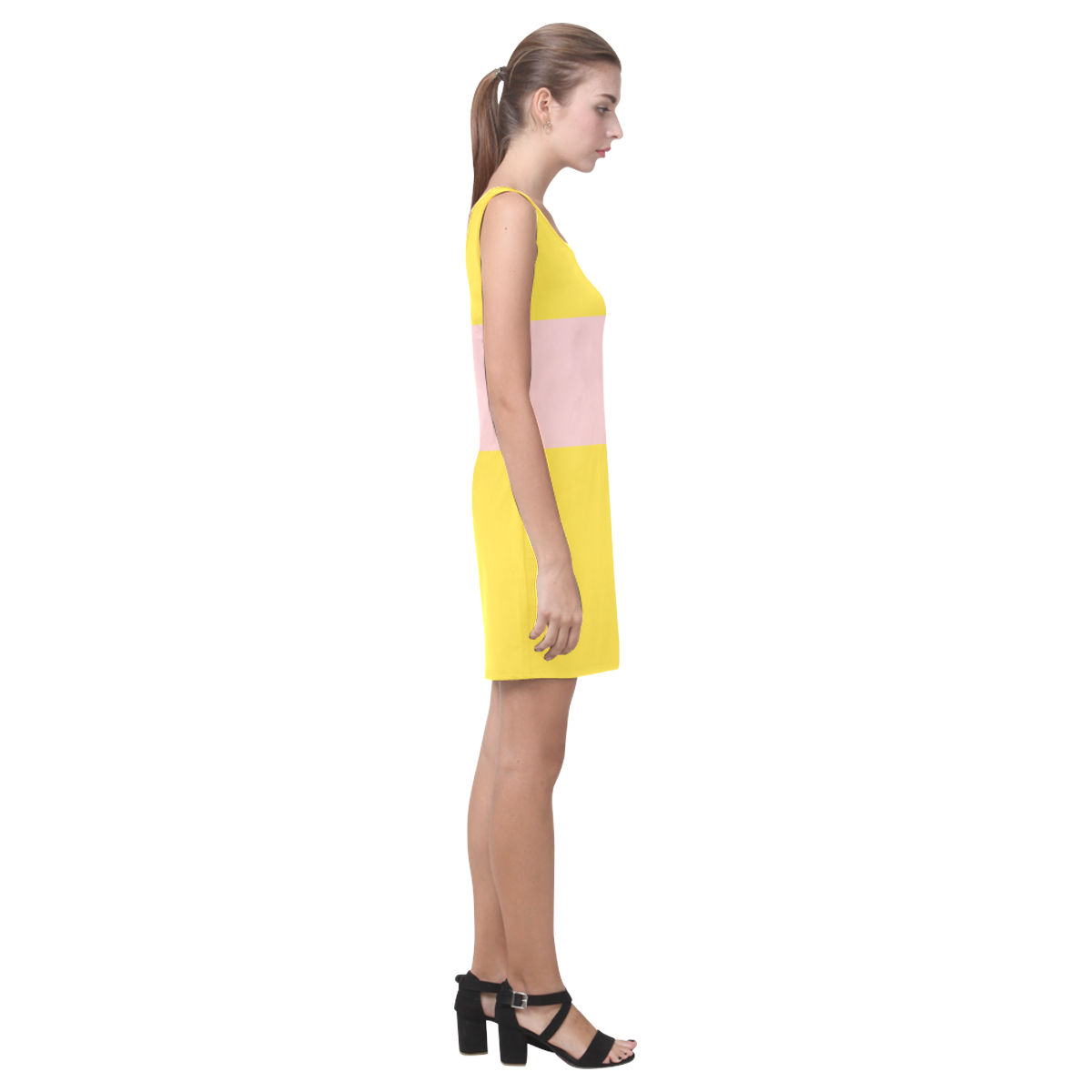 Rose Block on Yellow Medea Vest Dress (Model D06)