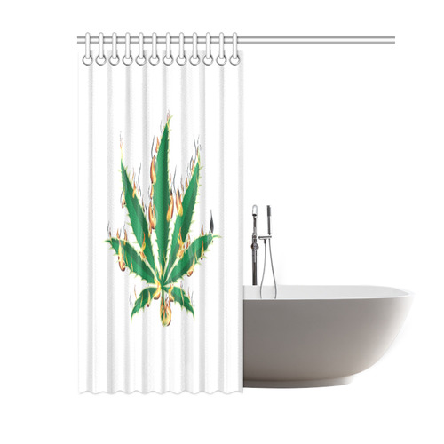 Flaming Marijuana Leaf Shower Curtain 60"x72"